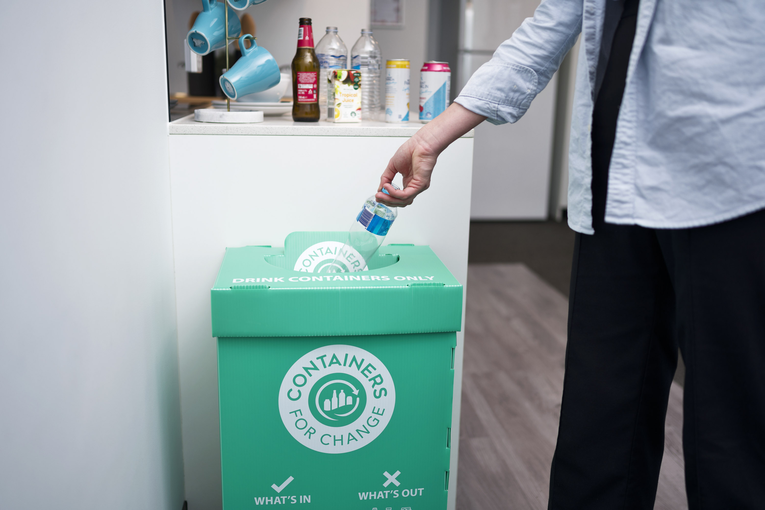 A workplace collection box used to separate eligible drink containers.
