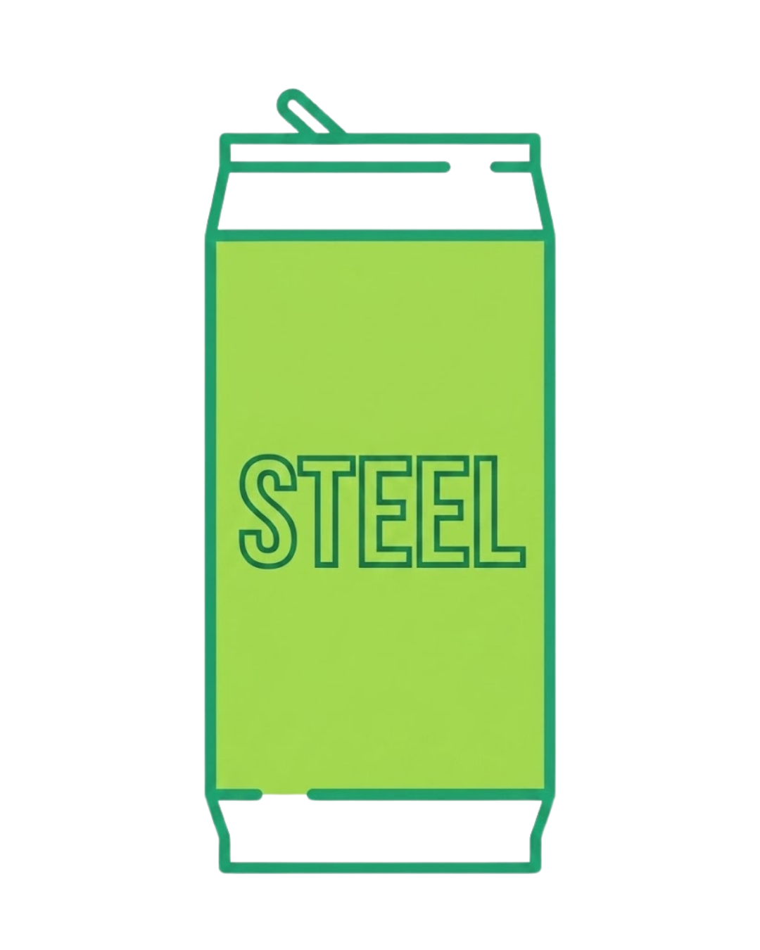 Illustration of a steel beverage can.