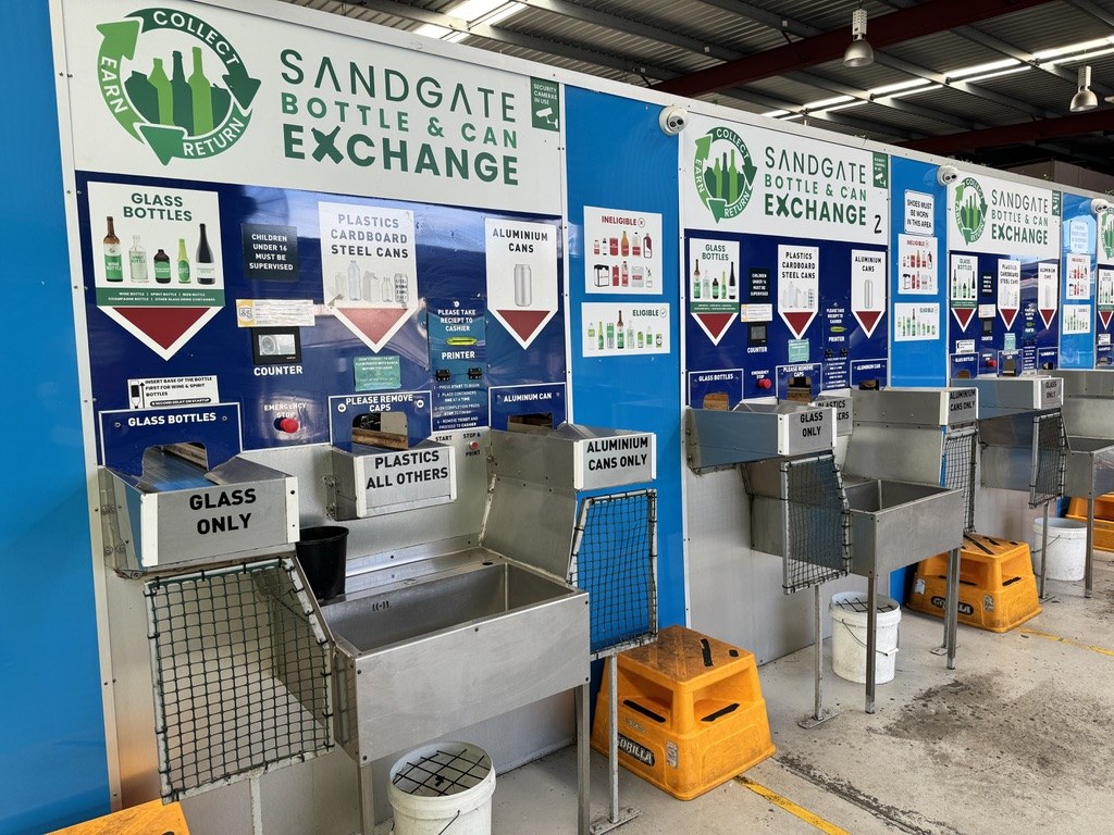 Automated return machines at Sandgate Bottle & Can Exchange.