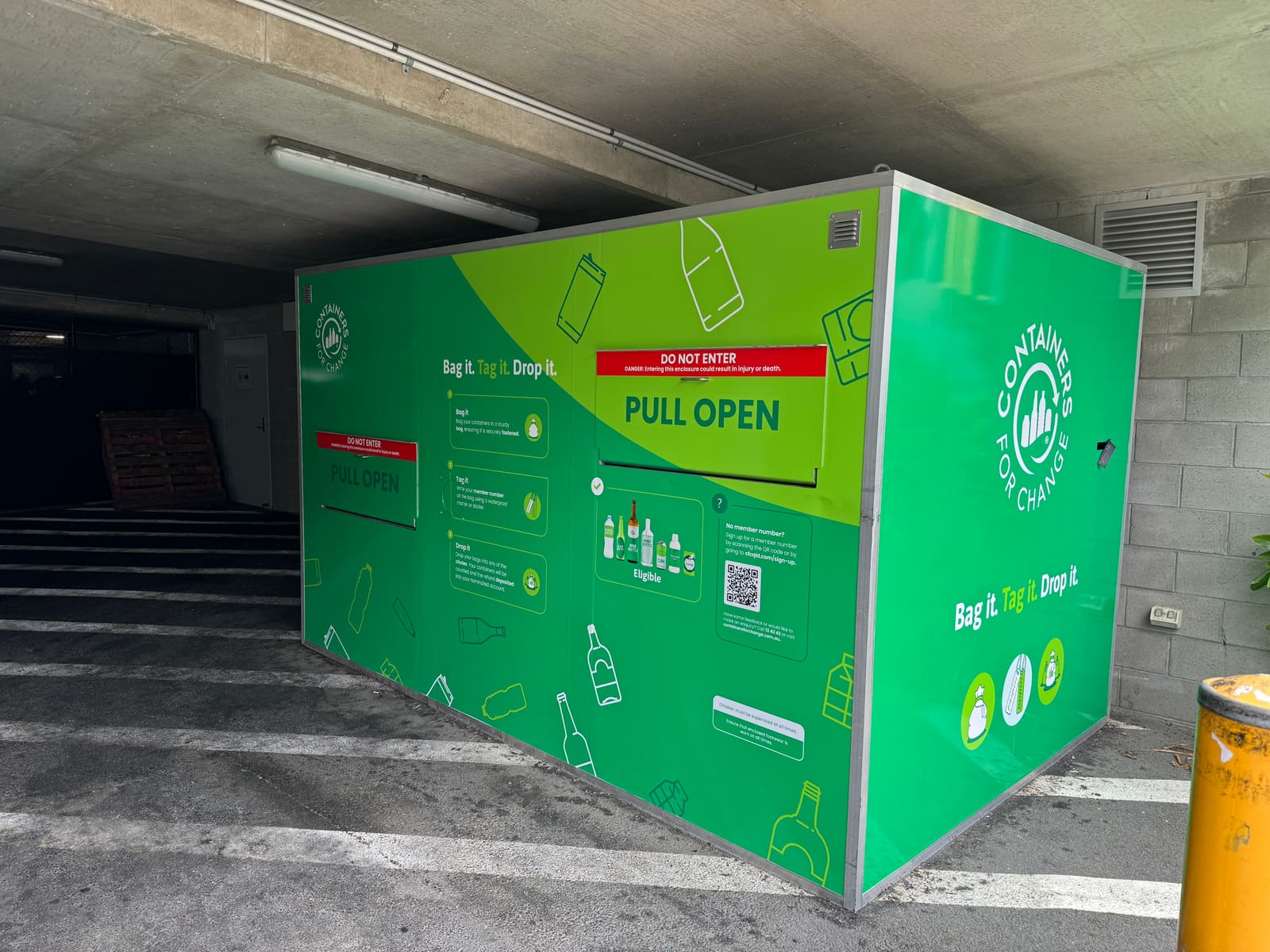 The DFO Brisbane Containers for Change Bag Drop.